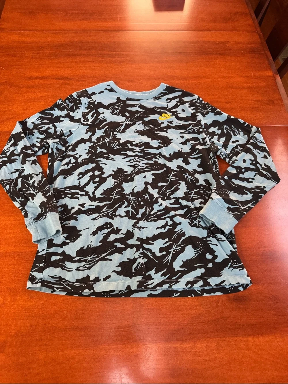 Nike Youth XL Long Sleeve Camo Shirt Blue Black The Nike Tee Boys XL